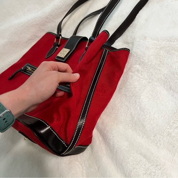 Red Dooney & Bourke Logo Black Trim Satchel - Picture 8 of 10